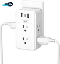 Multi Plug Outlet 6 Wall Outlet Extender with 3 USB Charging Ports 1 USB C 