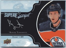 3/15 . 2017-18 Upper Deck ICE . SUPERB SCRIPT . Rookie card Kailer Yamamoto. rookie card picture