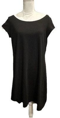 Eileen Fisher short cap sleeve black dress large Business Casual Travel Office