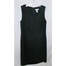 SAVANNAH Sleeveless Linen Dress Size 10 Sheath Classic Minimalist Church Black