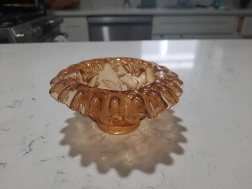 Fenton Amber Embossed Roses Fairy Lamp Base Only