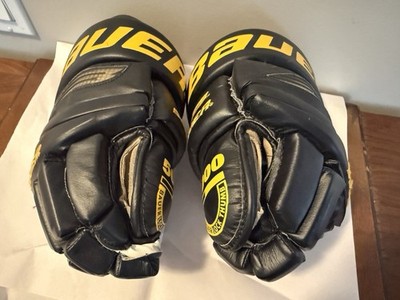  VINTAGE BAUER 5000 Supreme 13  SR NHL HOCKEY GLOVES NAVY BLUE GOLD