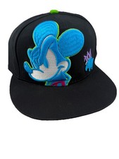 Black Graffiti Mickey Mouse Snapback Hat Neon Green Brim Custom Disney