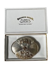 2004 Broken Horn PCHA Showdown Trophy Belt Buckle Sterling Silver Overlaid