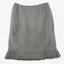 Y2K 2000s Ann Taylor Taupe Gray Tweed Wool Blend Pleated Hem Skirt Gray Size 4P