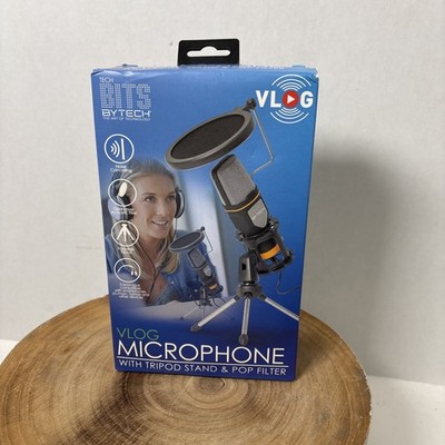 Bytech Tech Bits VLOG Microphone Kit with Tripod Stand & Pop Filter - New