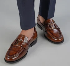 Handmade Men Brown Leather Moccasins Dress Shoes, Loafer, Men Brown Formal Shoes
