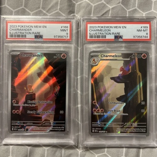 Charmander 151 Illustration Rare PSA 9 & Charmeleon 151 Illustration Rare PSA 8