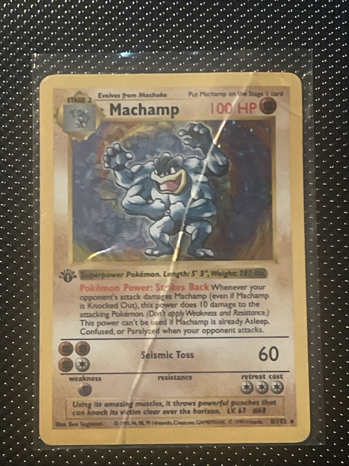 Pokémon TCG Machamp Holo 1st Edition Unlimited Rare Card Base Set 8/102