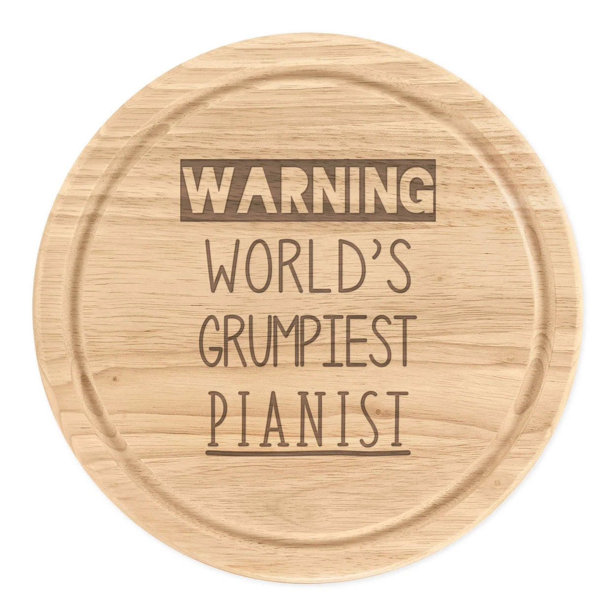 Warning World's Grumpiest Pianist Round Chopping Cheese Board Best Music Funny