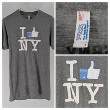 Vintage Facebook I Like NY Graphic T Shirt American Apparel Small S Gray Y2K NYC