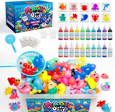 Magic Water Elf Toy Kit Squishies for Kids, 20 Gels 10 Molds, Magic Gel Water
