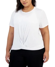 Id Ideology Plus Size Active Solid Twist-Front Top, BLACK, NWT! 3X