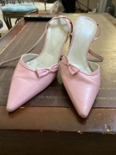 Women’s Pink Slingback Kitten Heels with Bow