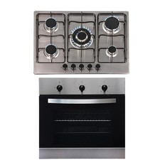 SIA 60cm Stainless Steel Single Electric True Fan Oven And 70cm 5 Burner Gas Hob