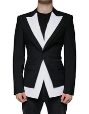 Dolce & Gabbana Black White Single Breasted Dress Men's Blazer Authentic