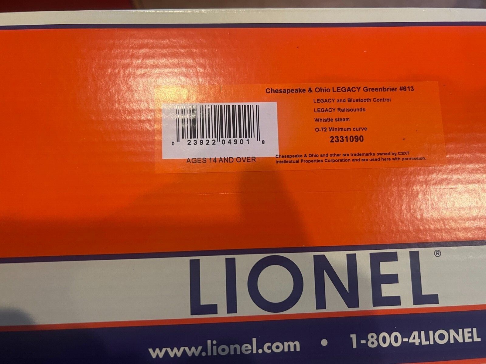 Lionel 2331090 O Chesapeake & Ohio Legacy Greenbrier Steam