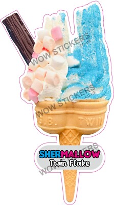 Eiswagen Aufkleber Twin Shermallow Flake Cone Sherbet & Marshmallow Decals