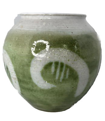 Signed Nina Leaf Studio Art Pottery Vase Glazed Cactus Southwestern 5''