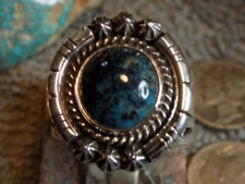 Kingman AZ Turquoise Sterling Silver Unisex Ring By Navajo P Yazzie Size 11 3/4