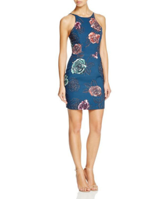 black halo montego sheath dress Black Halo Madeline Dress in Pacific Blue main image 0