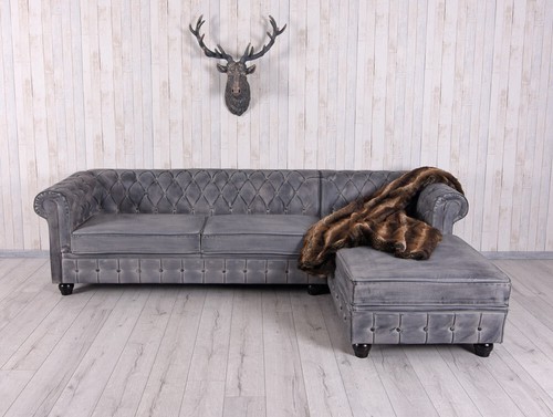 Eckcouch Kunstleder Vintage Sofalandschaft Sofa Wohnlandschaft Chesterfield Eck - Bild 2 von 7