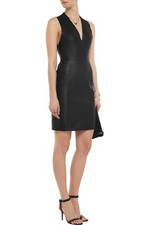 Women New Leather Dress Black Pure Lambskin Leather Sexy Dress XS-3XL DS64