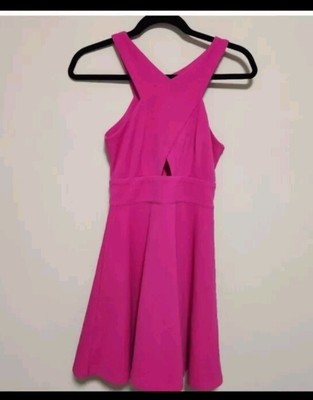 NWOT Lulus So Sophisticated Magenta Cutout Skater Dress Size Medium