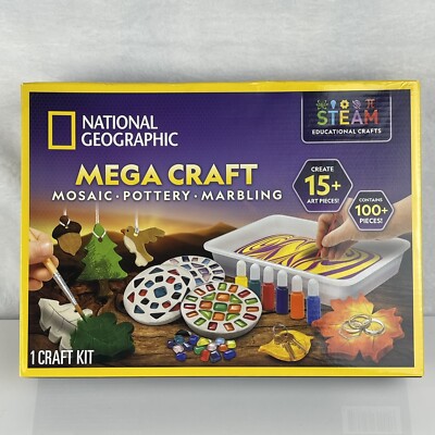 Mega Craft Nat Geo - Marble Art, Pottery & More - 100+ Components - Ages 5-12