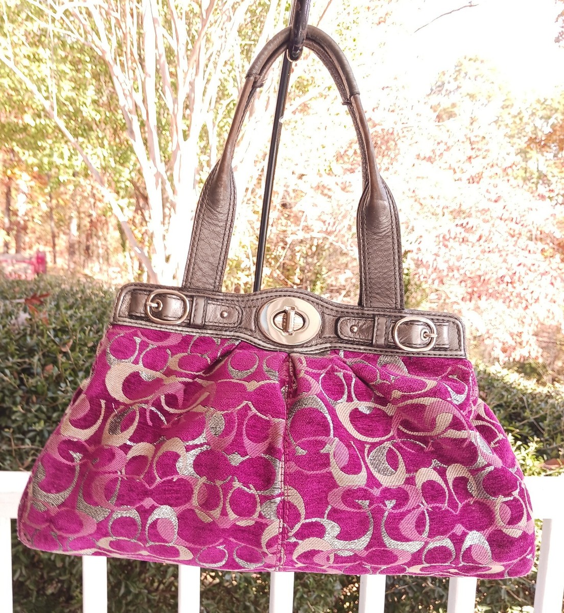 Coach Mia F15517 LARGE Canvas Signature C Gathered Pink Magic
