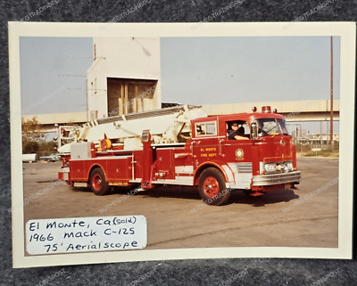 VTG Fire Truck Emergency Response Photo 1966 MACK C-125 75' AERIAL EL MONTE, CA