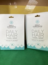 Lot of 2 Daily Concepts Daily Hair Towel Wrap Serviette-Bonnet New in Box