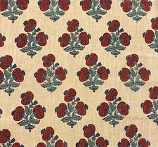 GP&J BAKER Jaipur Poppy Red Blue Linen Remnant New