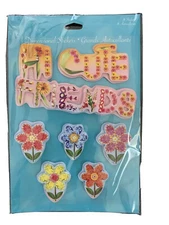 Hi Cute Friends 8 3-d Stickers Pretty Petals Flowers Floral Scrapbooking Sticker