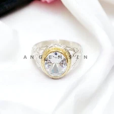 Moissanite Gemstone With 925 Sterling Silver Groom Ring For Men's #AL826