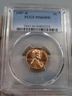 BU RED GEM 1957-d Lincoln Wheat Penny PCGS MS66 RD.  #31