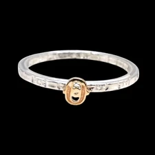 Initial O Sterling Silver Child Band Ring Letter 10k Yellow Gold Size 3.25