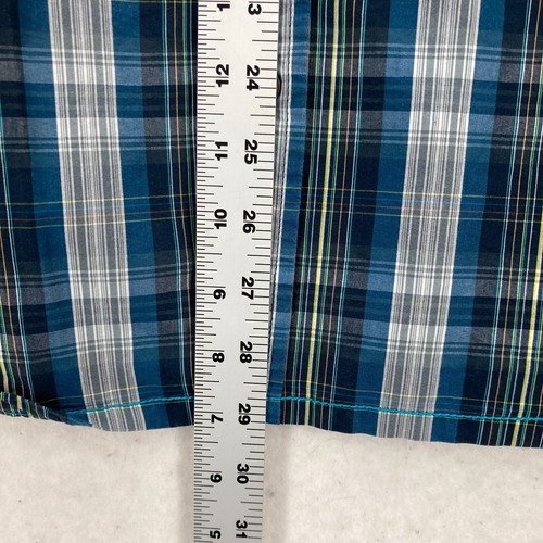 prAna Murdock Slim Fit Shirt Mens Large Blue Plaid Organic Cotton Short Sleeve - Picture 7 of 12