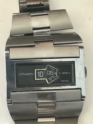 Vintage Dynasty Digital Jump Hour 17 Jewel Mechanical Watch Swiss defekt (Z666)