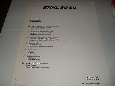 stihl BG 60 1983-01 PARTS LIST, VINTAGE chainsaw manual | eBay