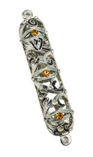 Handmade Metal 4.5" Inch Decorative Mezuzah with Colorful Gemstones