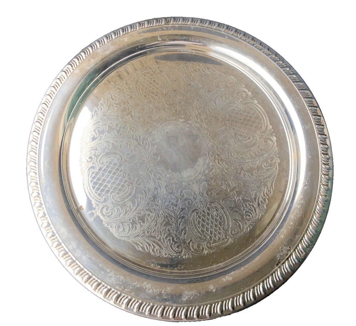 Leonard EP SilverPlated Round Serving Tray Platter 12