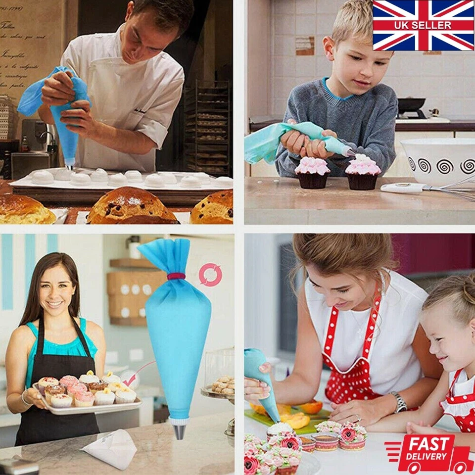 3 Pcs Silicone Reusable Cream DIY Icing Piping Pastry Bag Cake Decorating Tool - Image 4 of 4