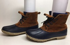 VTG WOMENS LACROSSE WORK BLUE/BROWN BOOTS SIZE 8