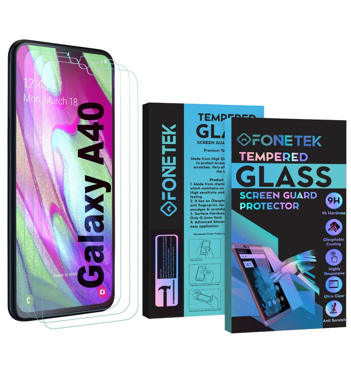 3x For Samsung Galaxy A40 [TEMPERED GLASS] LCD Screen Protector Guard Cover