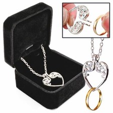 Womens Heart Pendant Ring Keeper Necklace Bereavement Widow Decorative Jewellery
