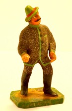 Massefigur,Holzsockel,dicker Gro&szlig;bauer,bemalt,wohl Erzgebirge,um 1920