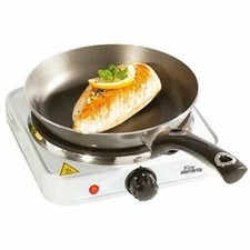COMPACT SINGLE HOT PLATE NON-SLIP FEET CAST IRON RAPID HEAT 230W WHITE
