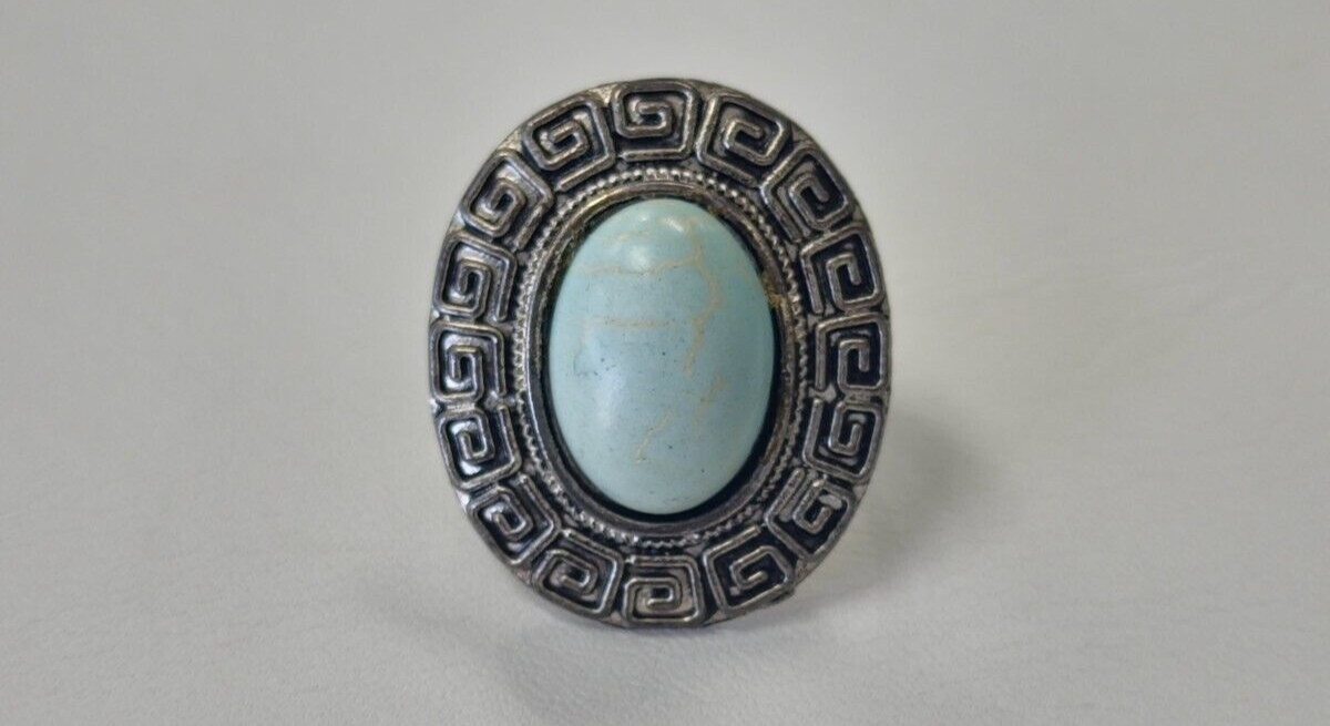 Dyed Turquoise Adjustable Ring - image 1