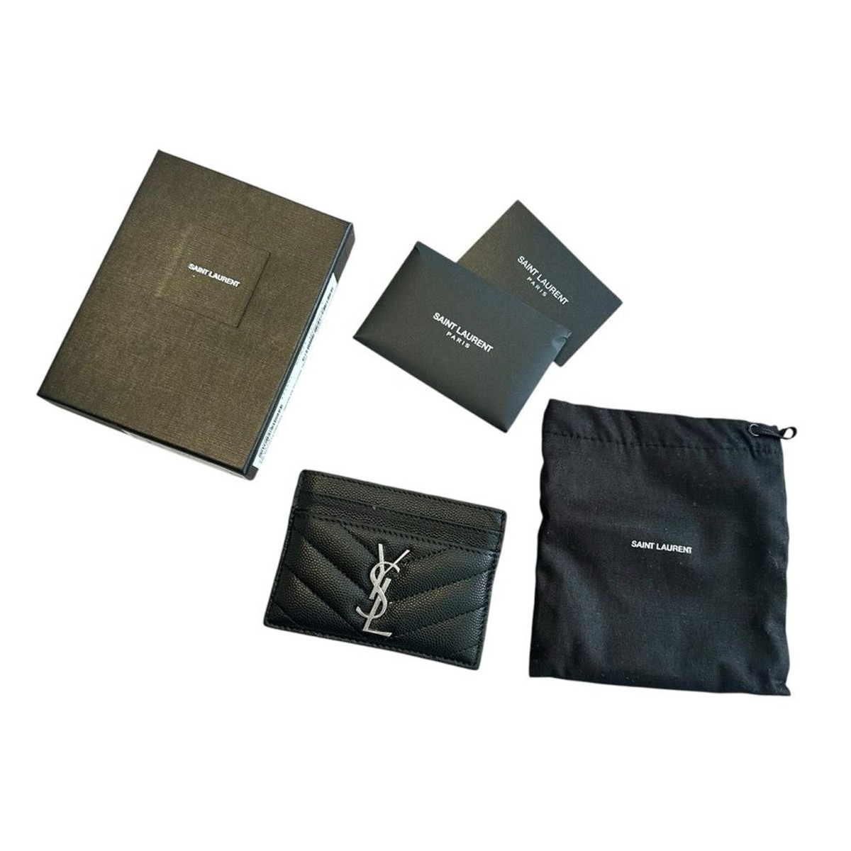 ★Saint Laurent★ Monogram Matelasse Card Holder Black Silve Cassandre matelassé leather card holder in black - Saint